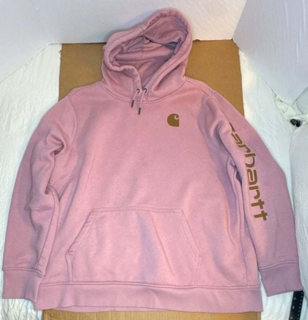 Carhartt Women's Iconic Clarksburg Logo Hoodie Relaxed Fit Pink XXL